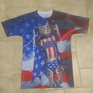 American flag cat shirt